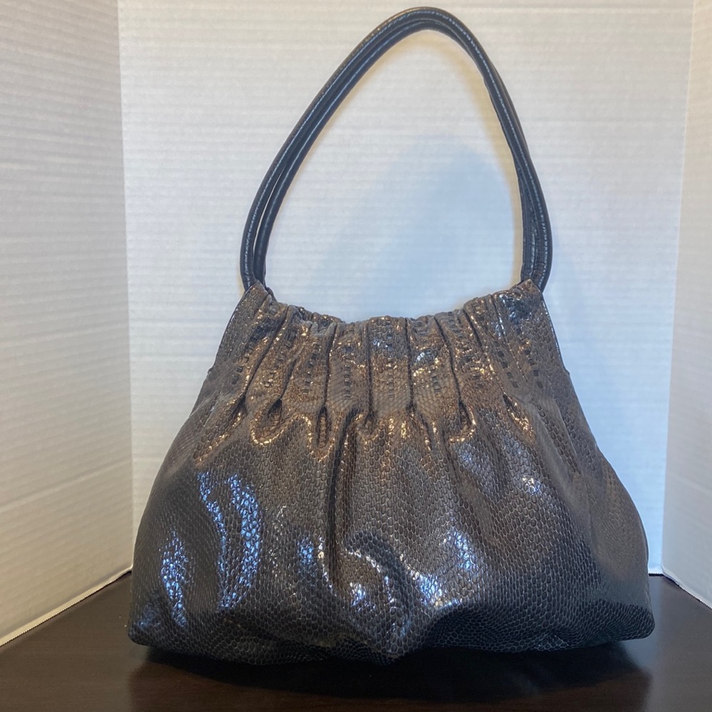 Brighton Breeland Dark Grey Snake Print Shoulder Bag